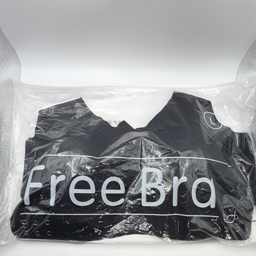 FreeBra Women's Black Wireless Bralette Bra Strap L A-C Hook & Eye Solid